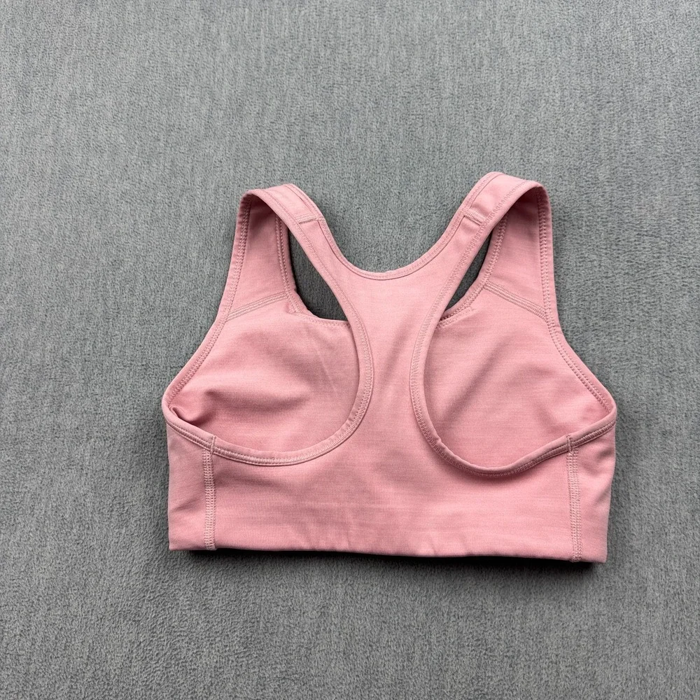 Nike Sports Bra Womens XS Pink Swoosh Medium Support Padded Gym Yoga Running Top